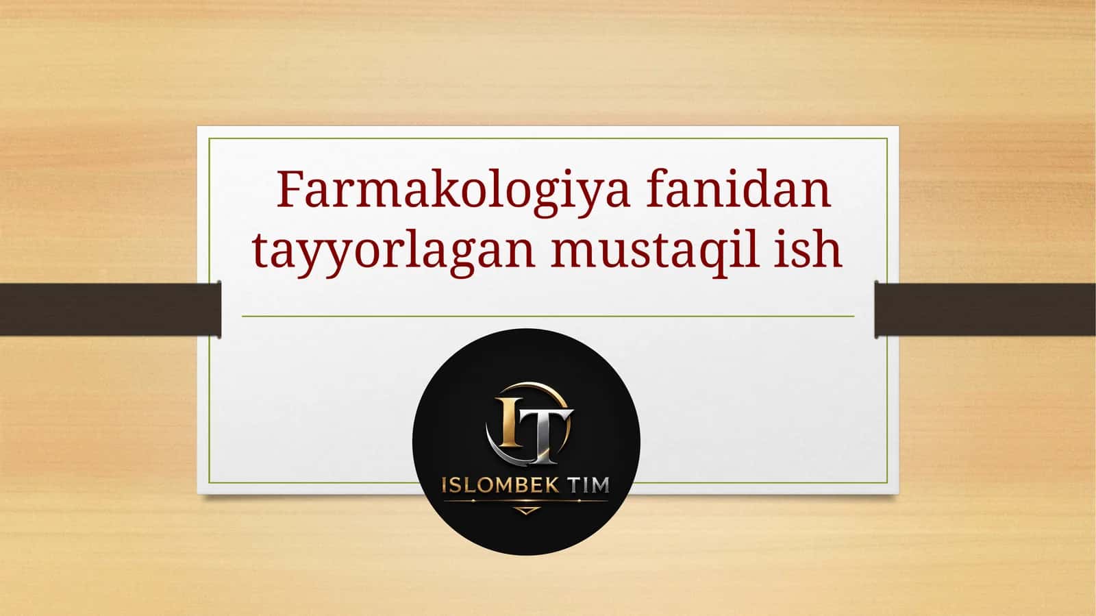 Farmakologiya fanidan tayyorlagan mustaqil ish 1
