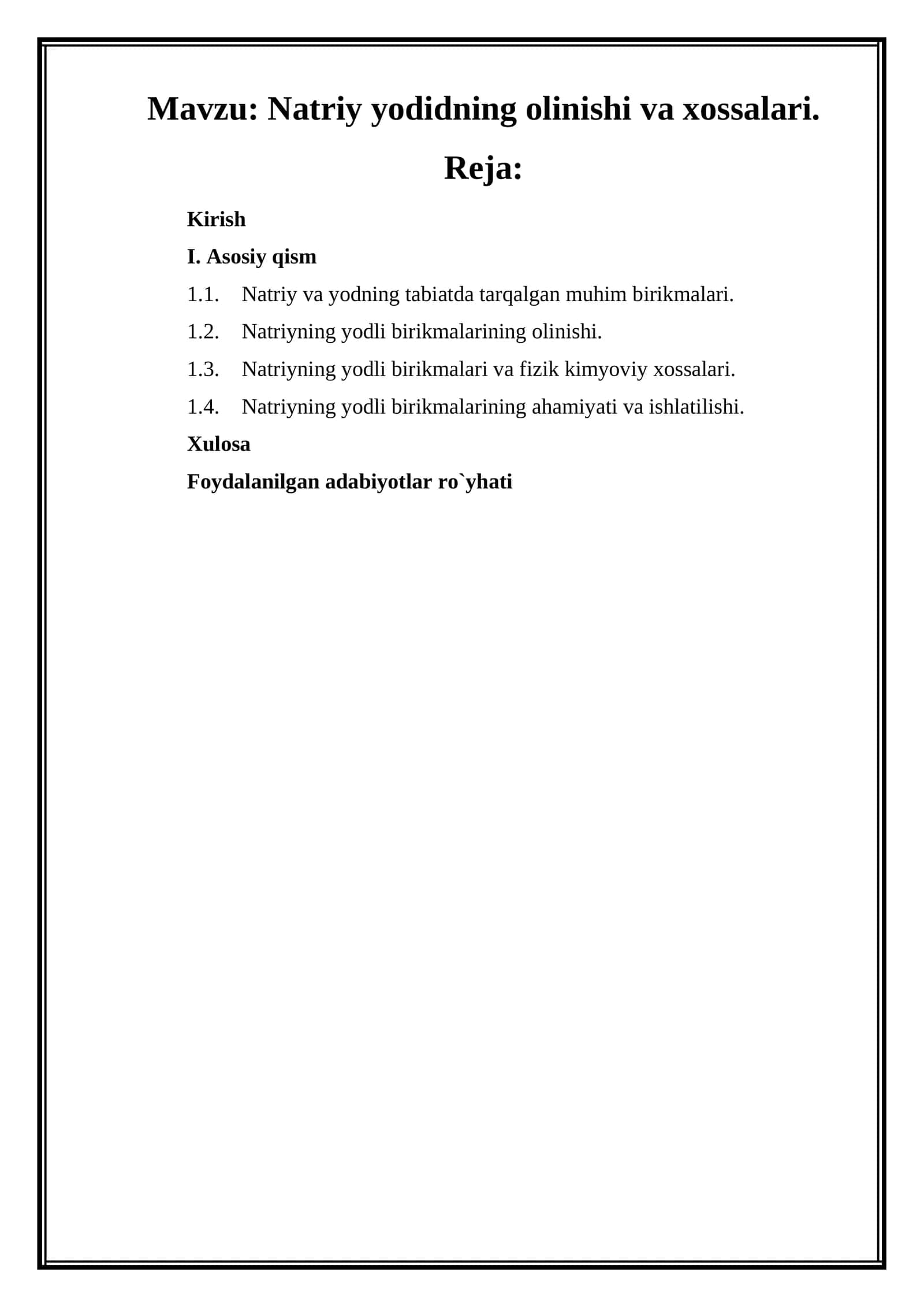 Natriy yodidning olinishi va xossalari 1