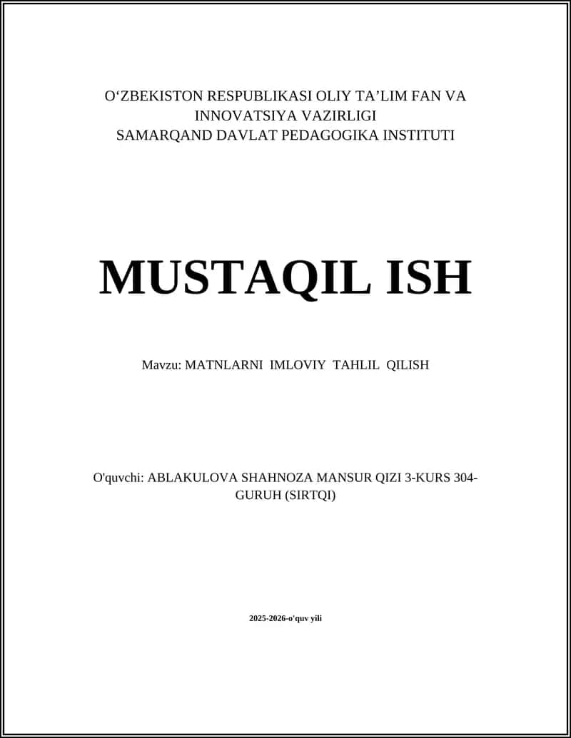 MATNLARNI IMLOVIY TAHLIL QILISH 1