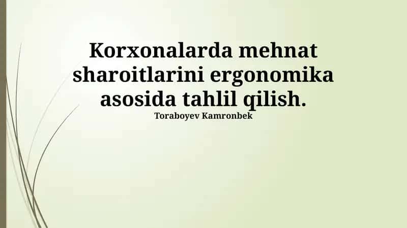 Kompyuter bilan ishlash ergonomikasi 1