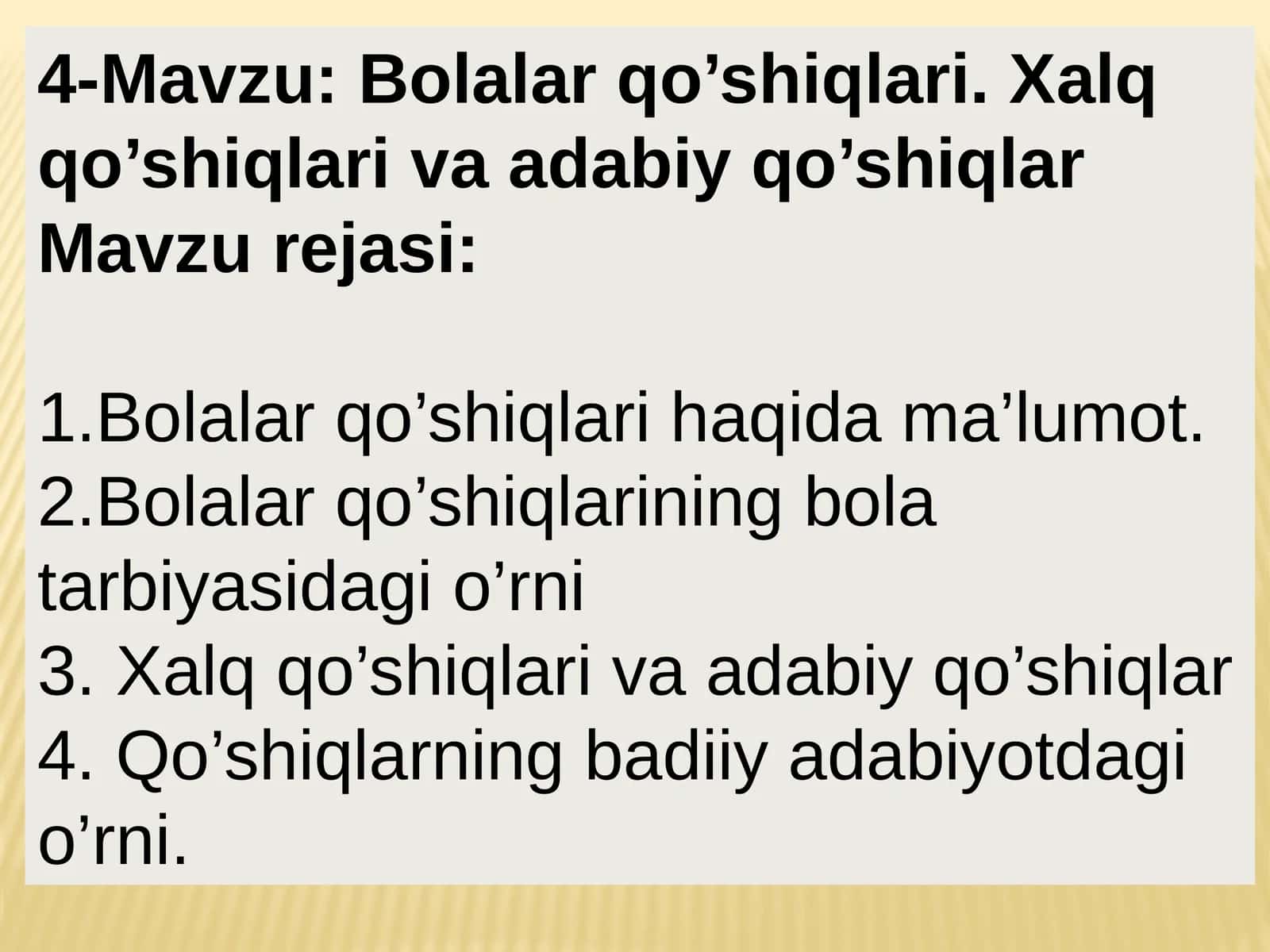 Bolalar qo’shiqlari. Xalq qo’shiqlari va adabiy qo’shiqlari 1