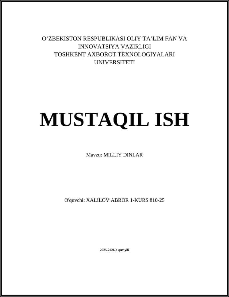 Milliy dinlar 1