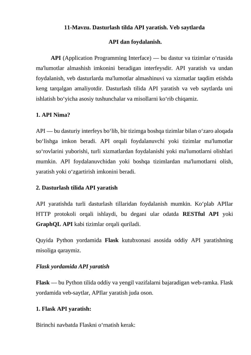 Dasturlash tilda API yaratish 1