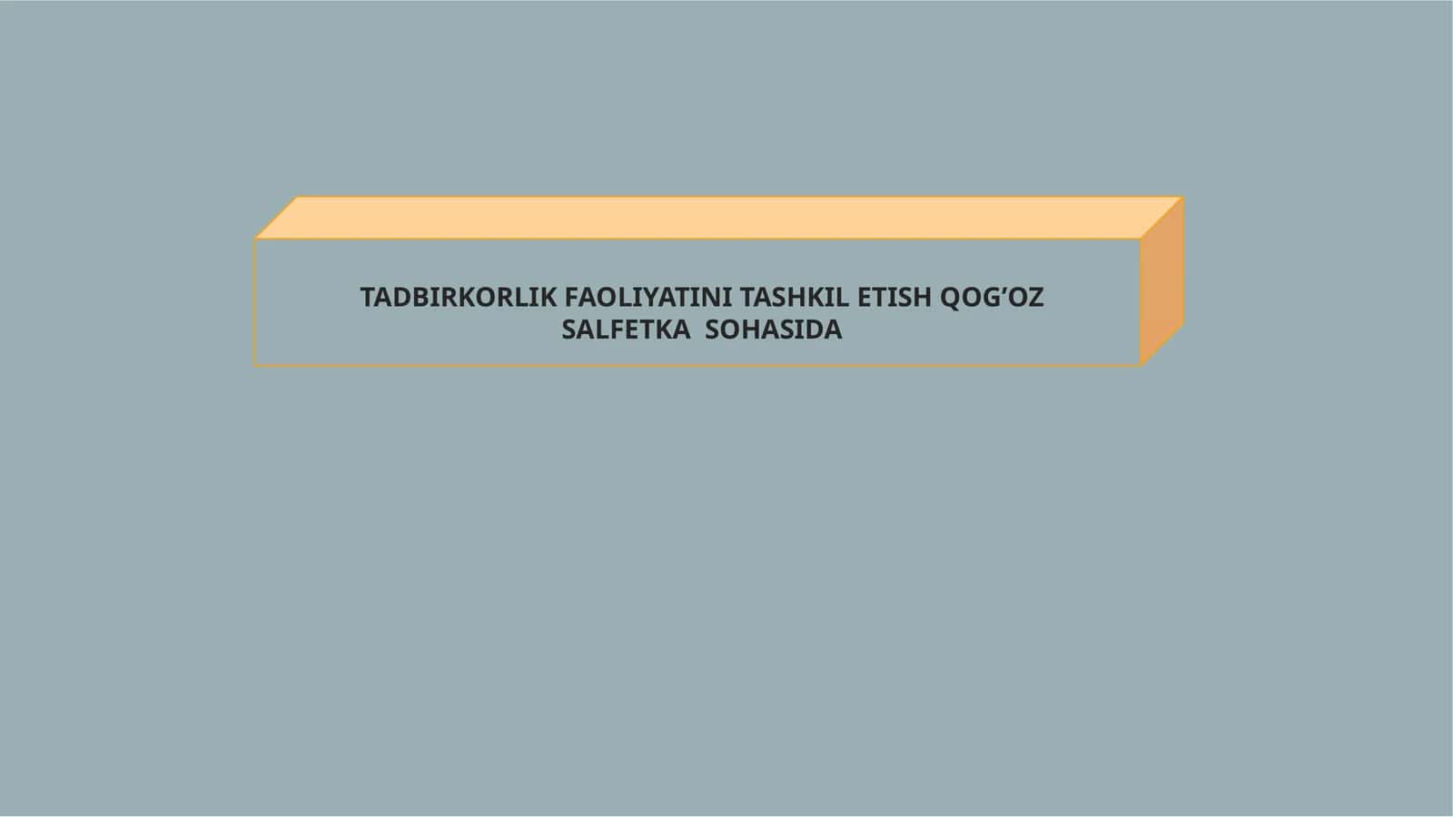TADBIRKORLIK FAOLIYATINI TASHKIL ETISH QOG’OZ SALFETKA SOHASIDA 1