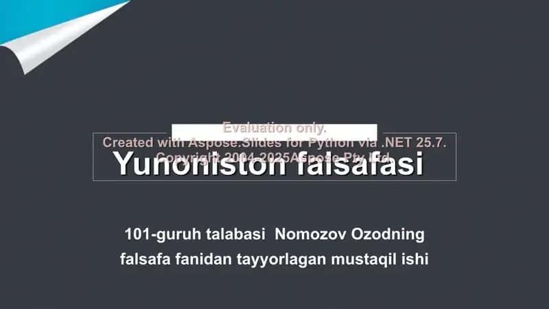 Yunoniston falsafasi 1