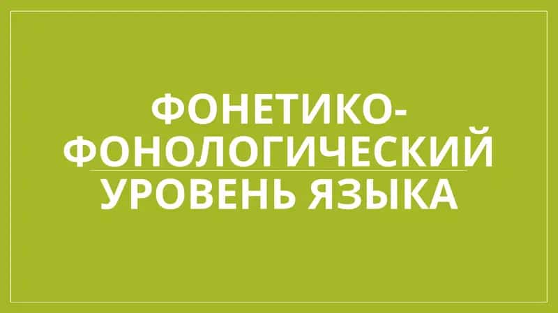 Фонетико-фонологический уровень языка 1