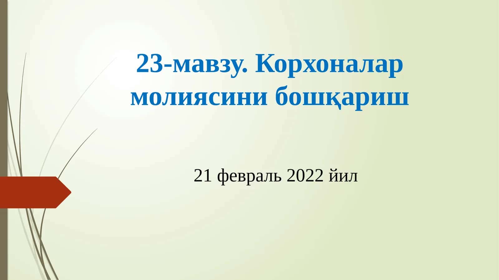 Корхоналар молиясини бошқариш 1
