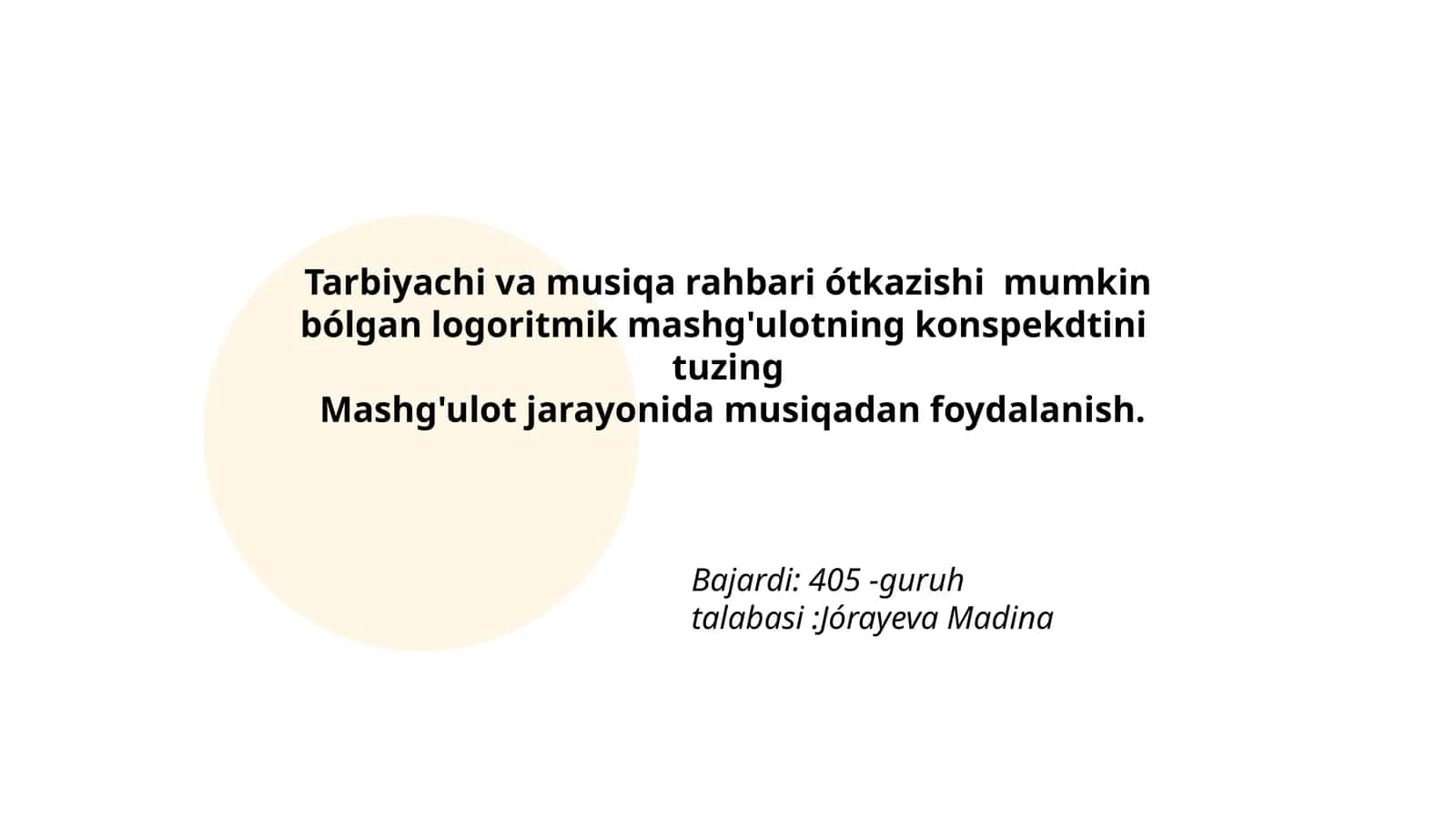 Logoritmik mashg'ulotning konspekti 1
