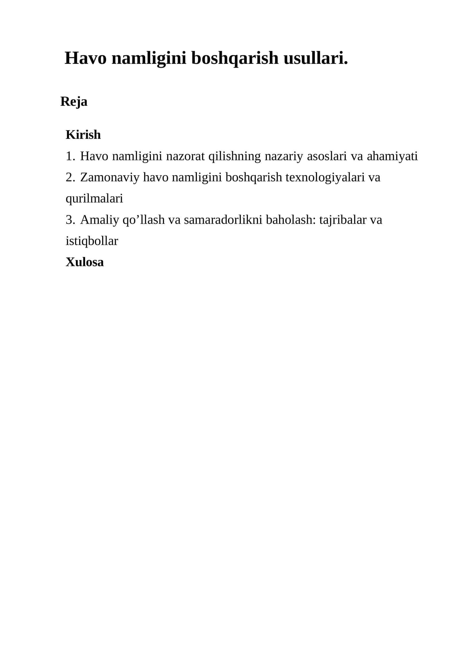 Havo Namligi Boshqarish Texnologiyalari 1