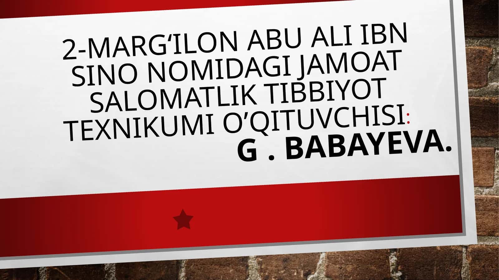 Jamoat salomatlik tibbiyot texnikumi o’qituvchisi 1