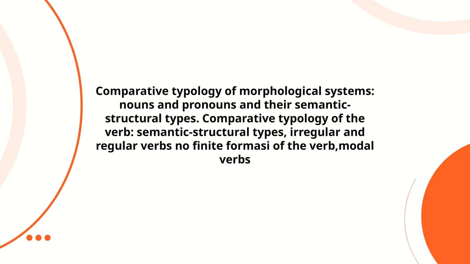 Comparative Typology of Morphological Systems 1