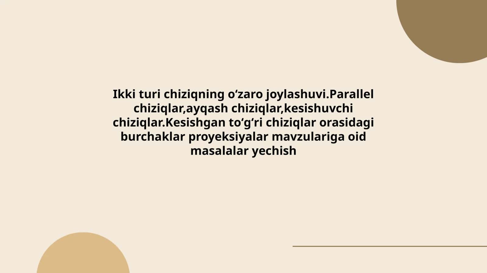 Ikki turi chiziqning oʻzaro joylashuvi 1