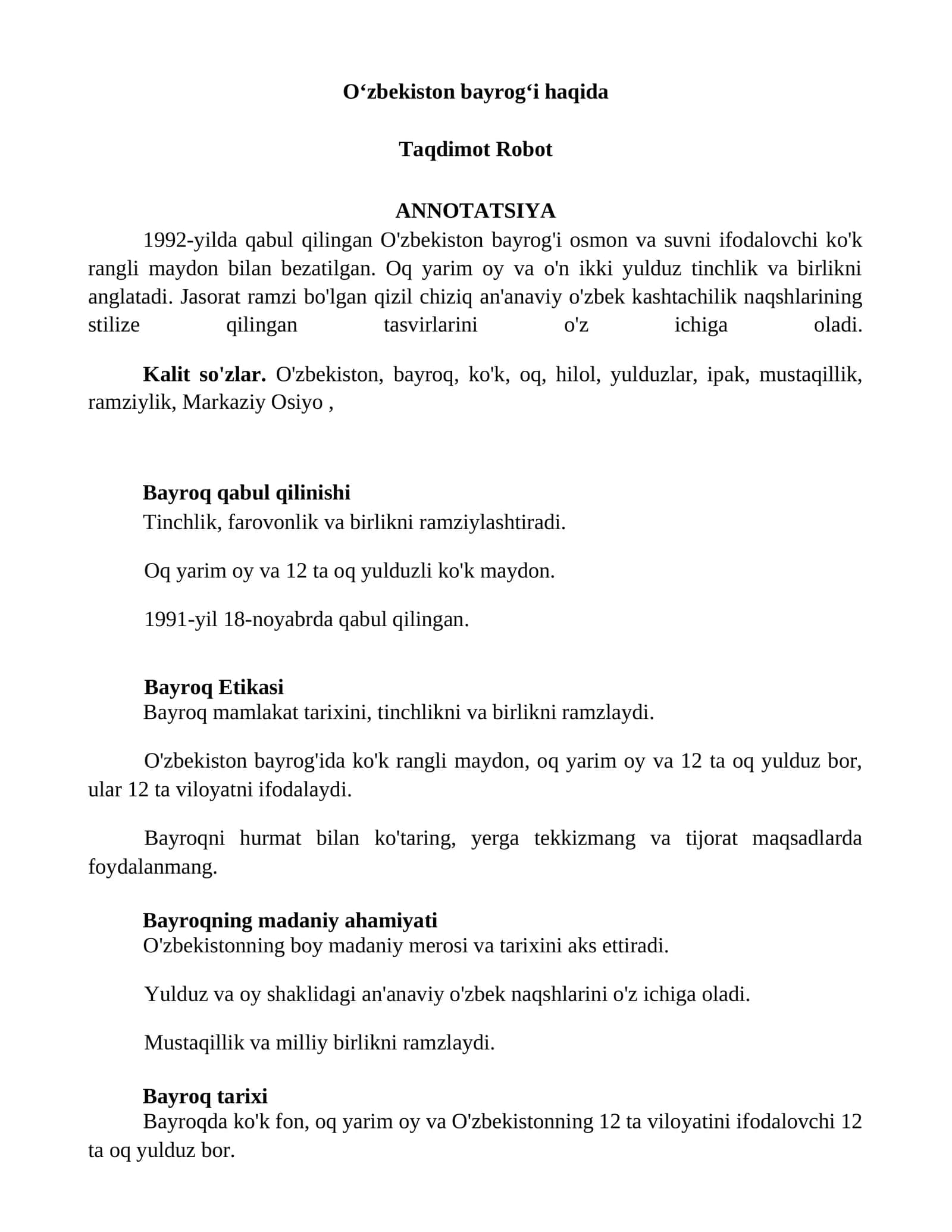 O'zbekiston bayrog'i haqida 1