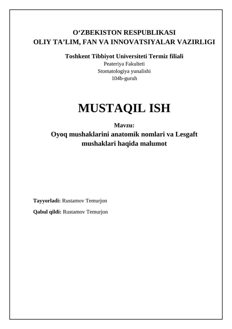 Oyoq mushaklarining anatomiyasi 1