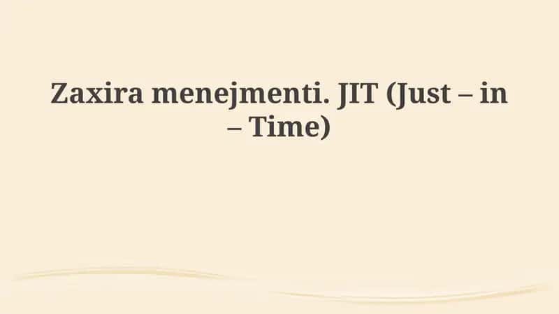 JIT (Just-in-Time) 1
