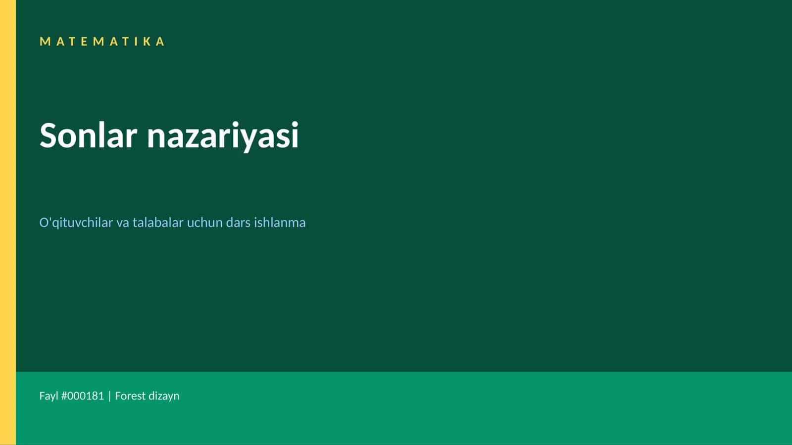 Matematika - Sonlar nazariyasi 1