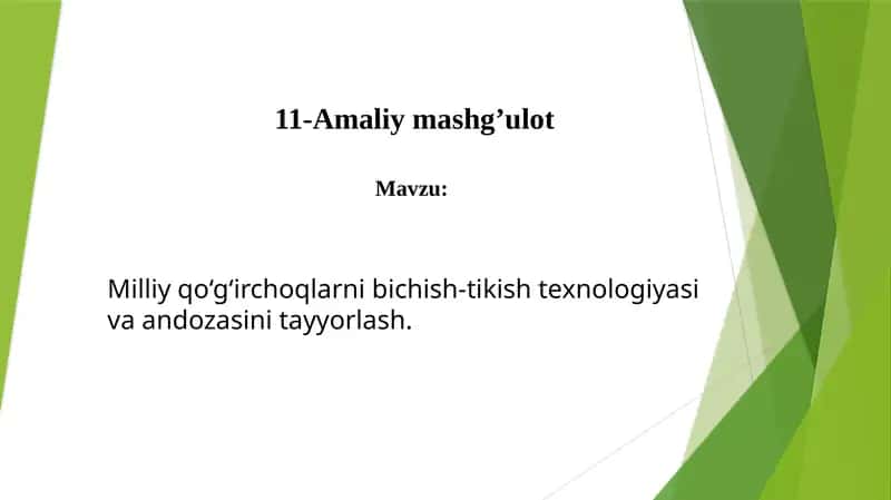 taqdimot - milliy qo'g'irchoq andozasini tayyorlash 1