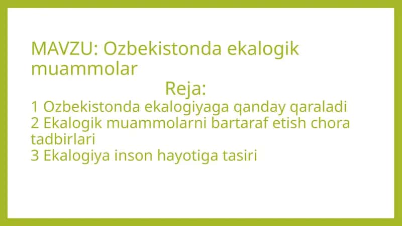 O‘zbekistonda Ekologik Muammolar 1