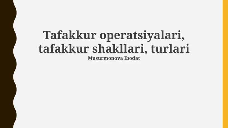Tafakkur operatsiyalari 1