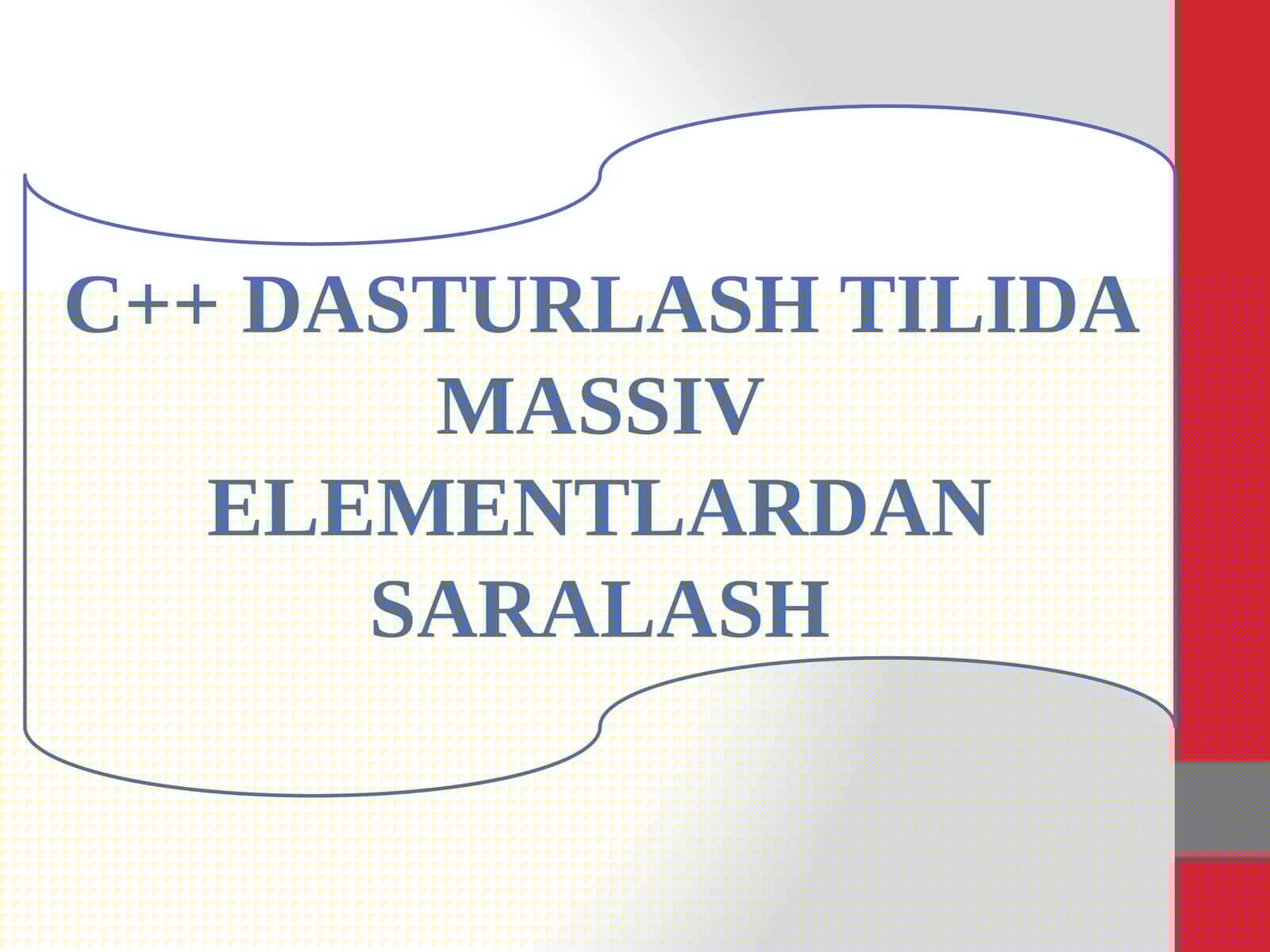 C++ DASTURLASH TILIDA MASSIV ELEMENTLARDAN SARALASH 1