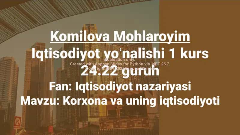 Korxona va uning iqtisodiyoti 1