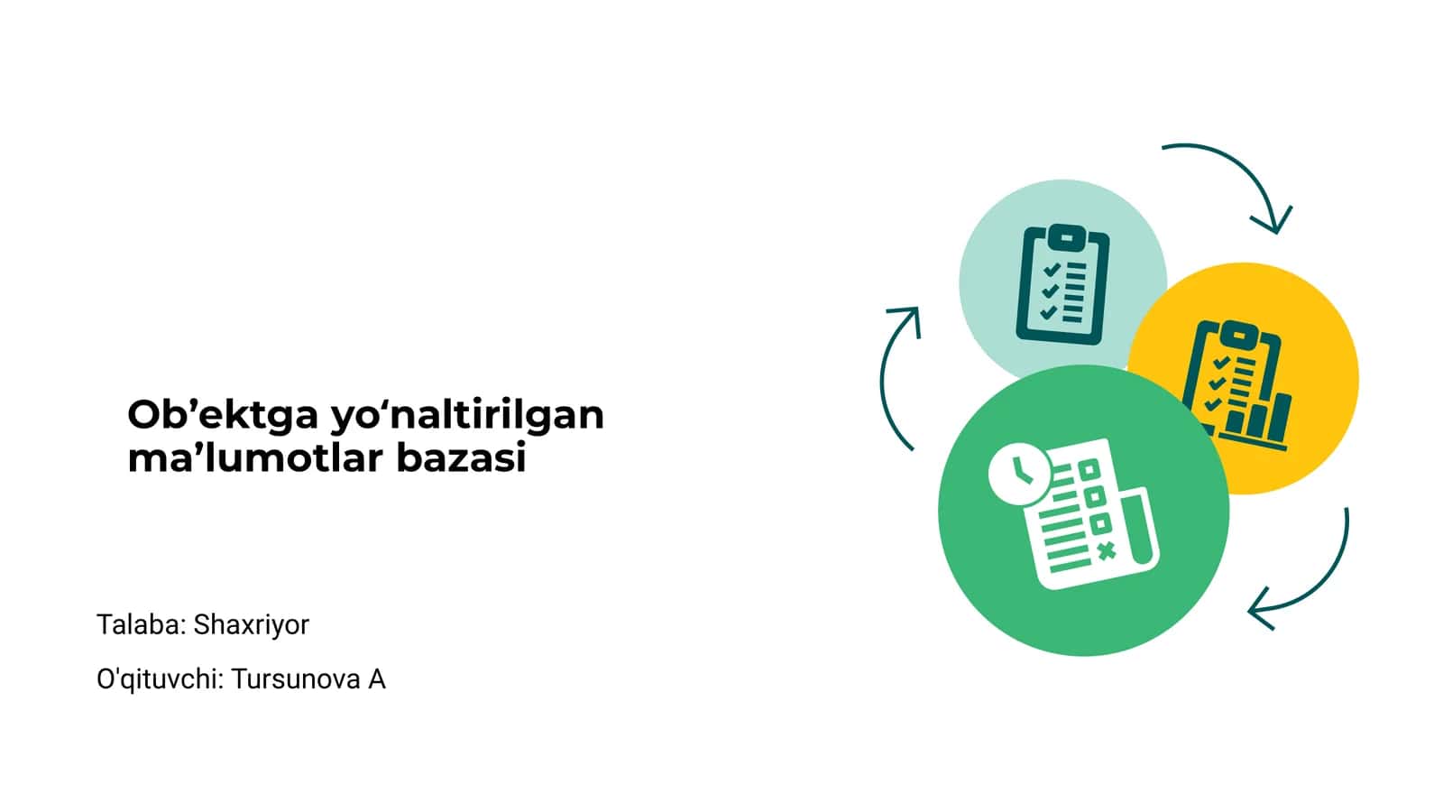 Ob’ektga yo‘naltirilgan ma’lumotlar bazasi 1