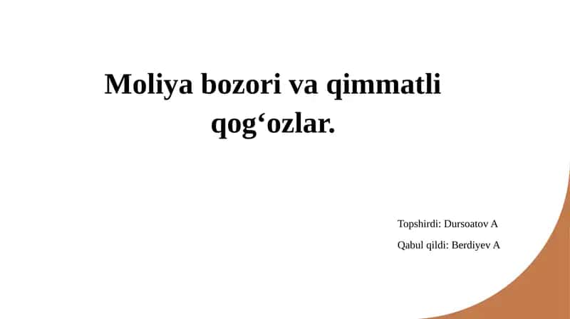 Hosilaviy qimmatliq o'zgaruvchilar bozori 1