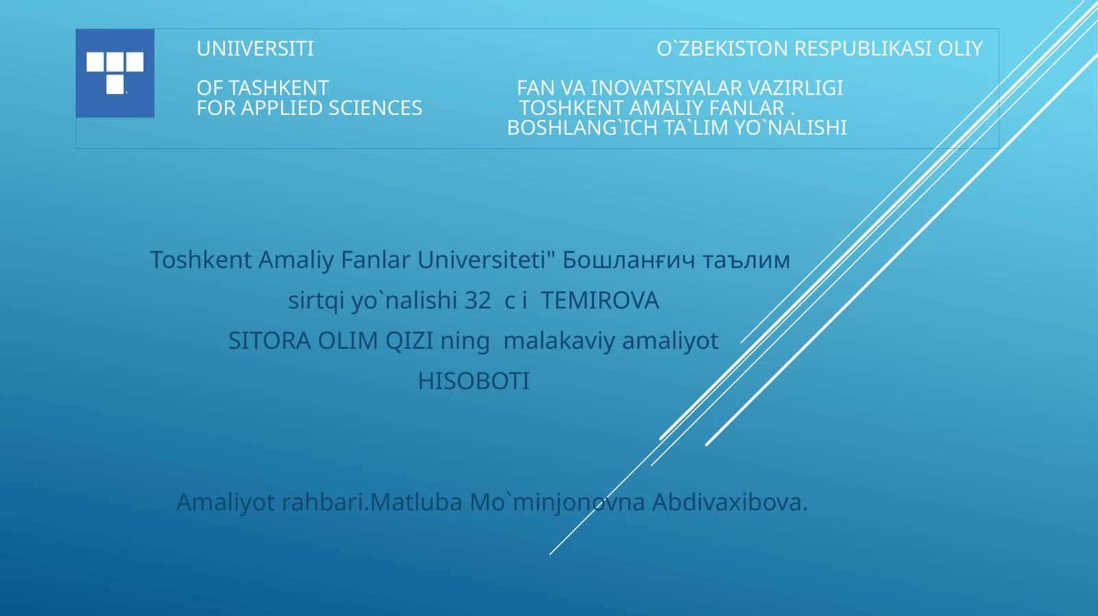 Amaliyot hisoboti 1