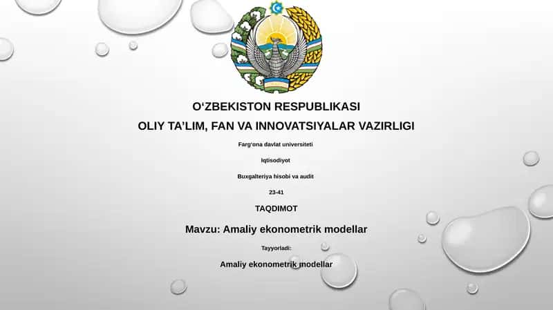 Amaliy ekonometrik modellar 1