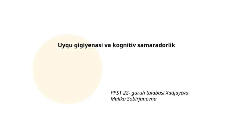 Uyqu gigiyenasi va kognitiv samaradorlik 1
