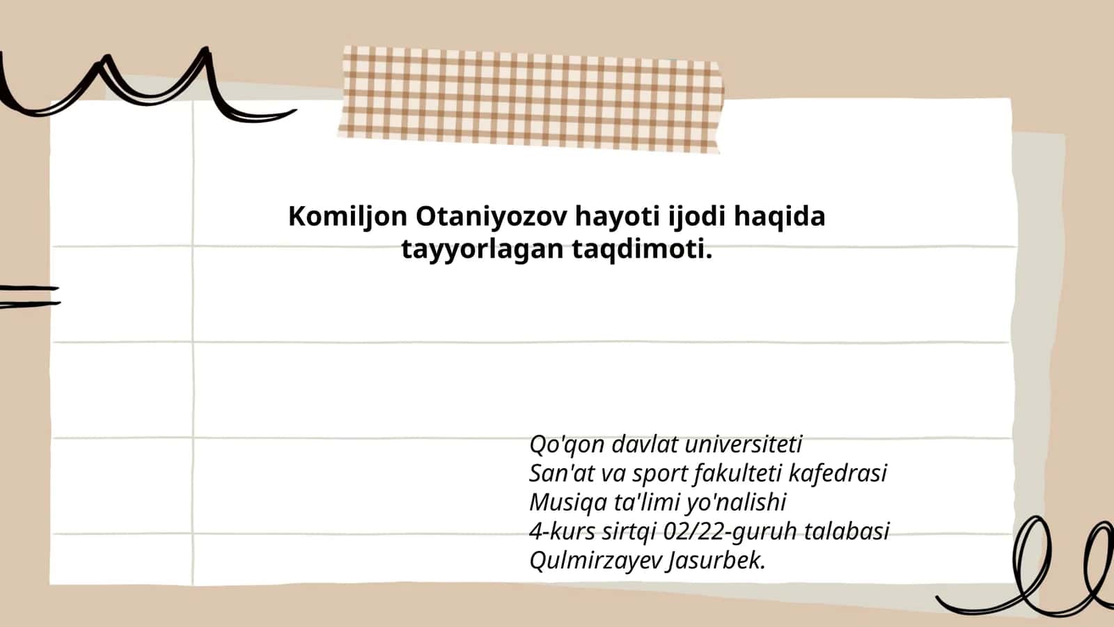 Komiljon Otaniyozov hayoti ijodi haqida taqdimoti 1