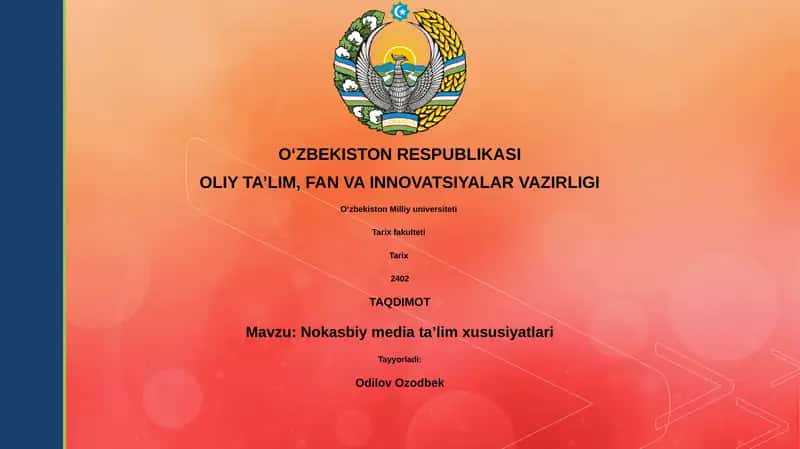 Nokasbiy media ta'lim xususiyatlari 1