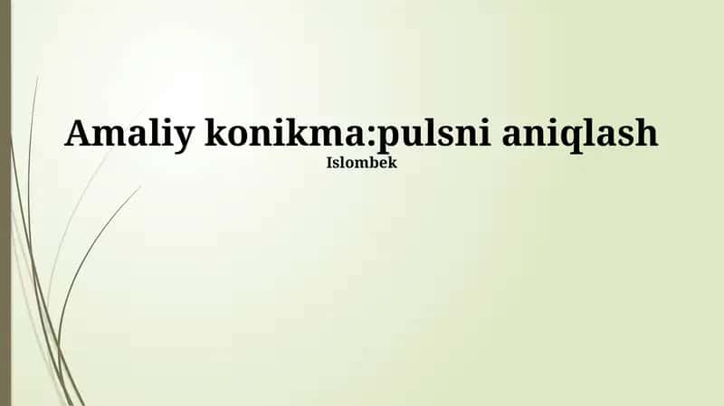 Amaliy konikma: pulsni aniqlash 1