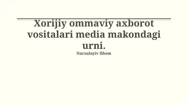 Chet el ommaviy axborot vositalarining ta'siri 1