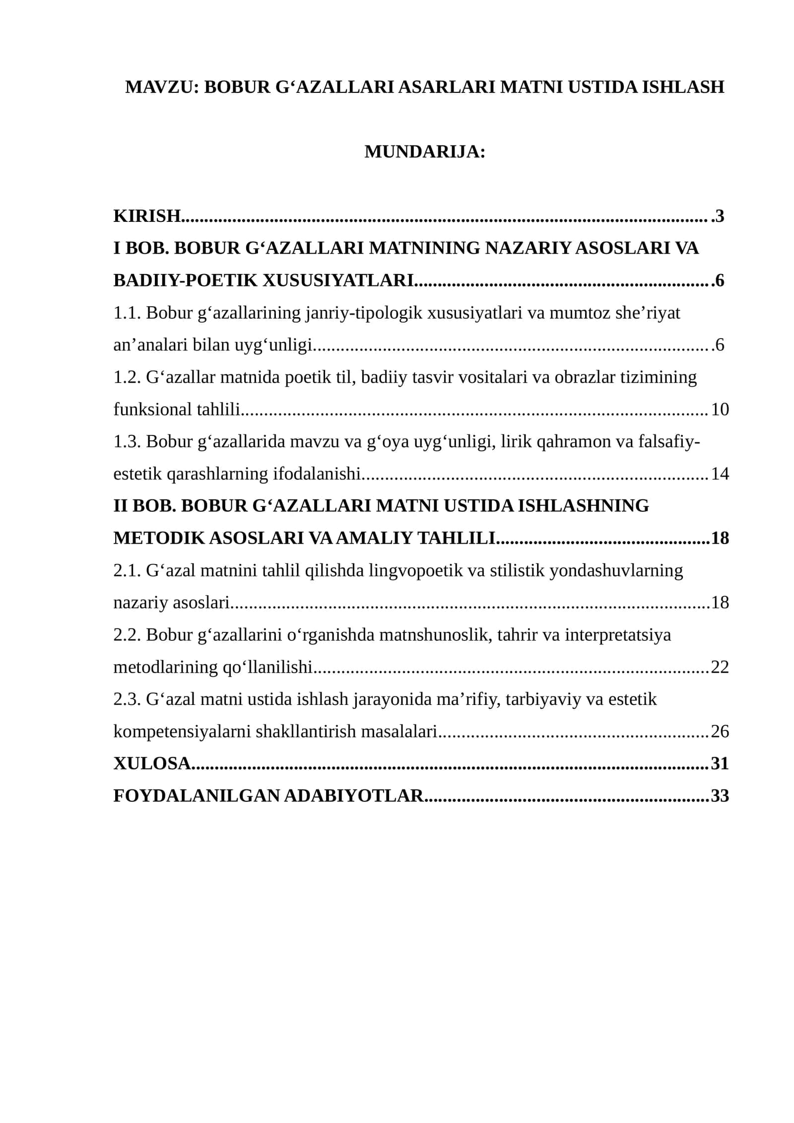 BOBUR GʻAZALLARI ASARLARI MATNI USTIDA ISHLASH 1