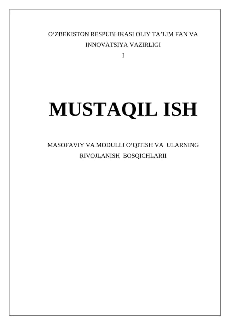 Masofaviy va modulli o‘qitish 1