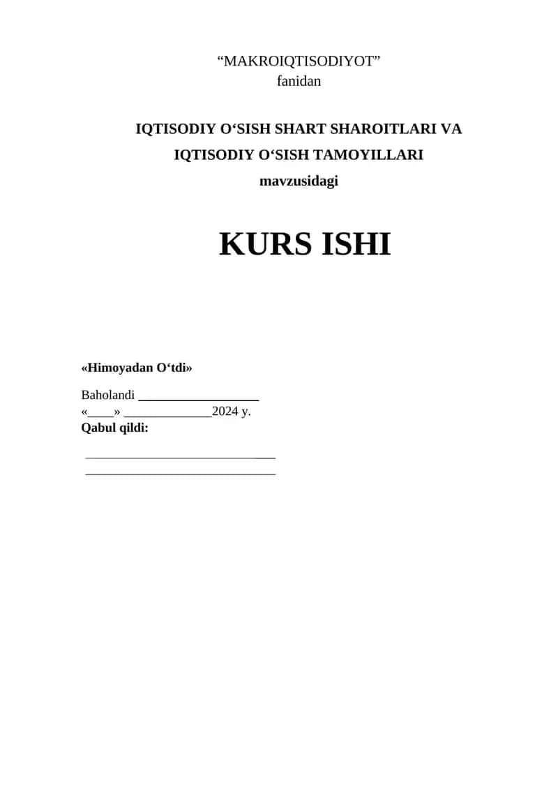 IQTISODIY O'SISH SHART SHAROITLARI 1