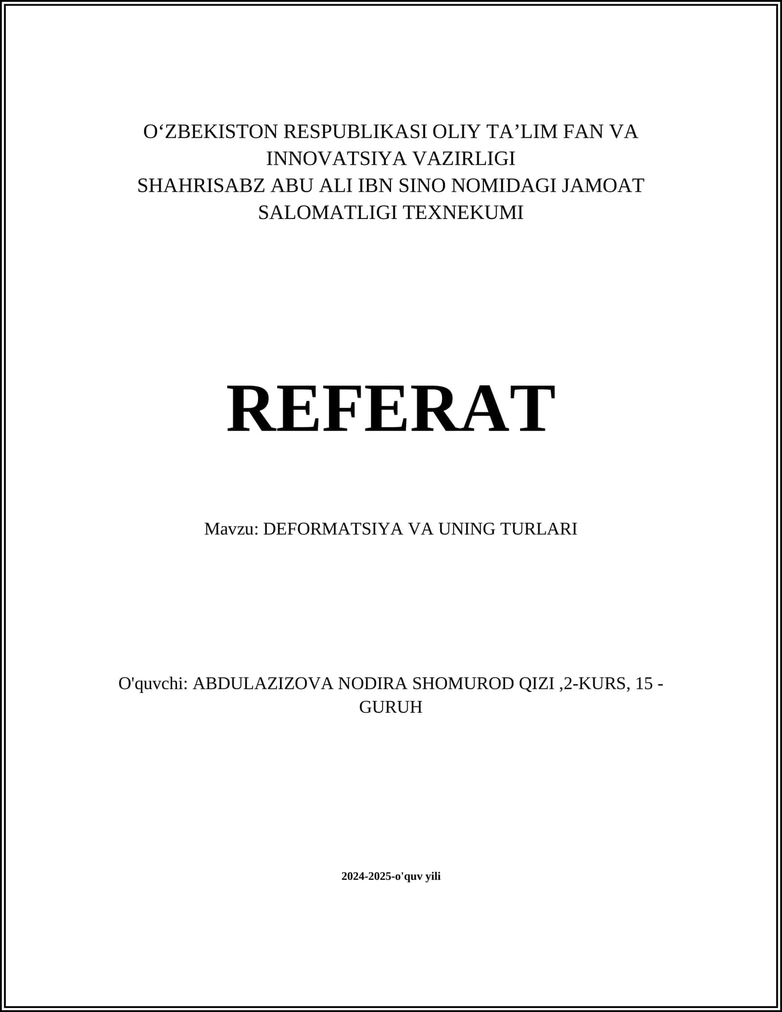 DEFORMATSIYA VA UNING TURLARI 1