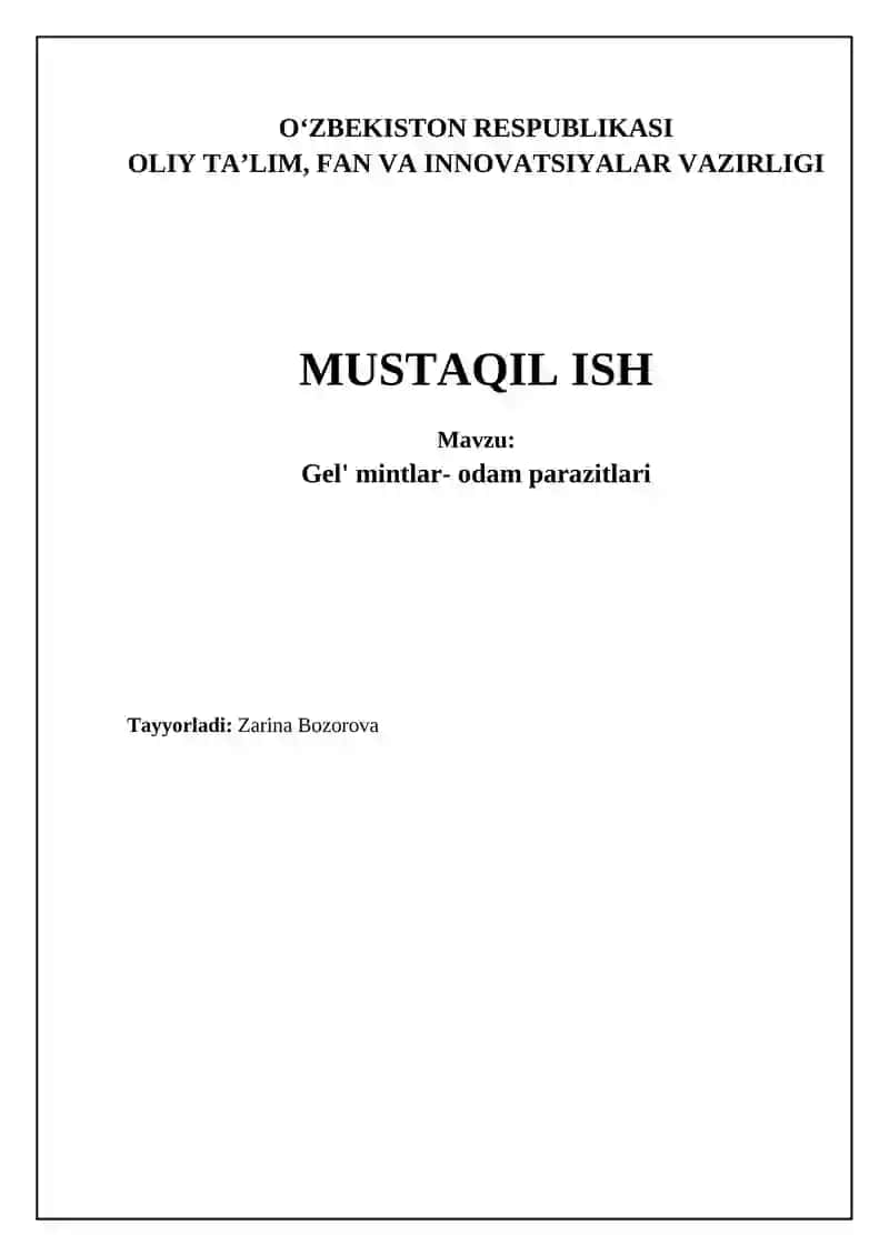 Gel' mintlar- odam parazitlari