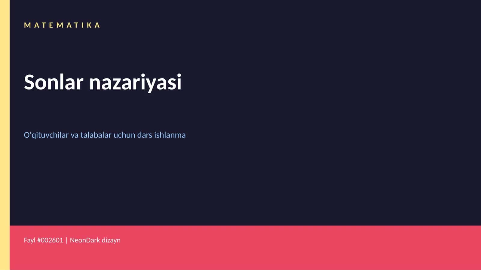 Sonlar nazariyasi 1
