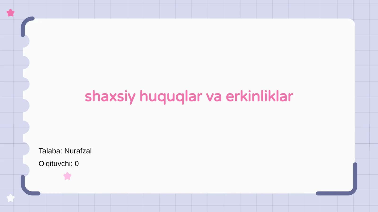 Shaxsiy huquqlar va erkinliklar 1