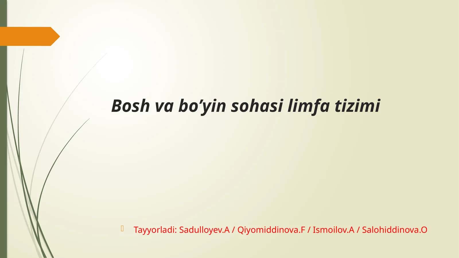 Bosh va bo’yin sohasi limfa tizimi. 1
