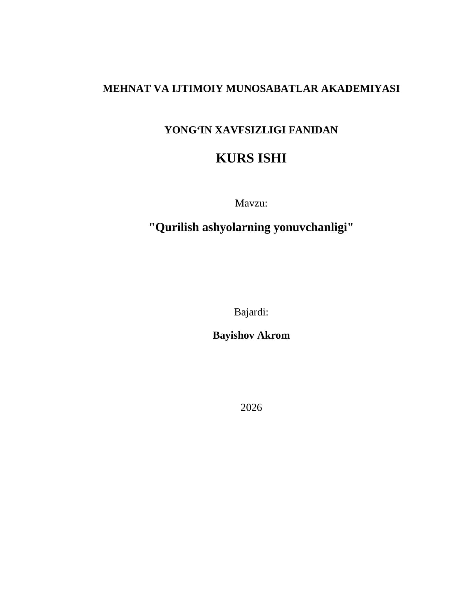 Qurilish ashyolarning yonuvchanligi 1