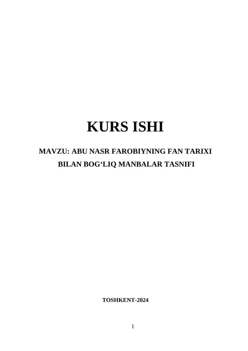ABU NASR FAROBIYNING FAN TARIXI BILAN BOG‘LIQ MANBALAR TASNIFI 1