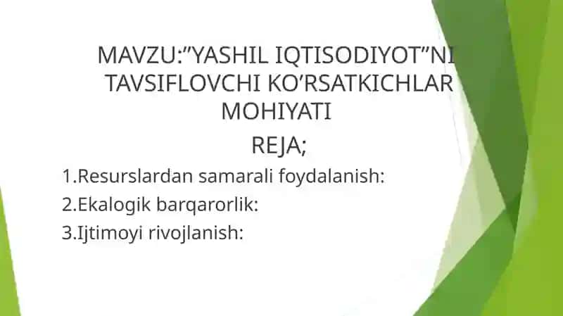Yashil iqtisodiyot