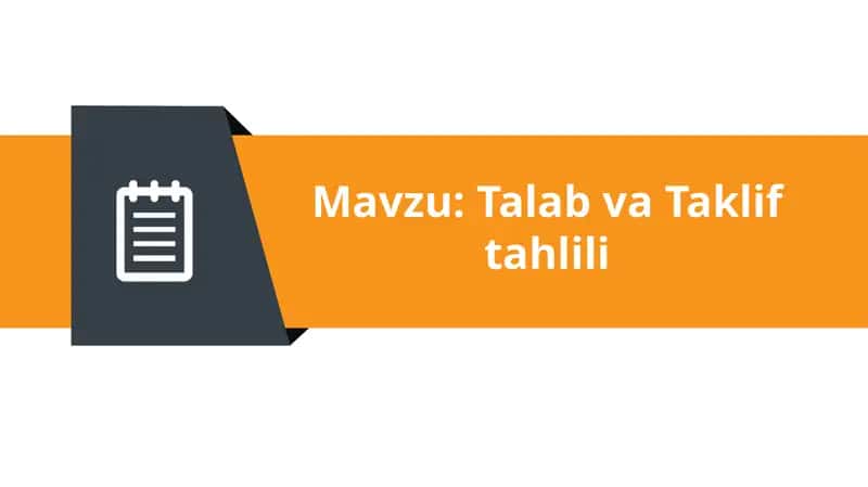 Talab va Taklif tahlili 1