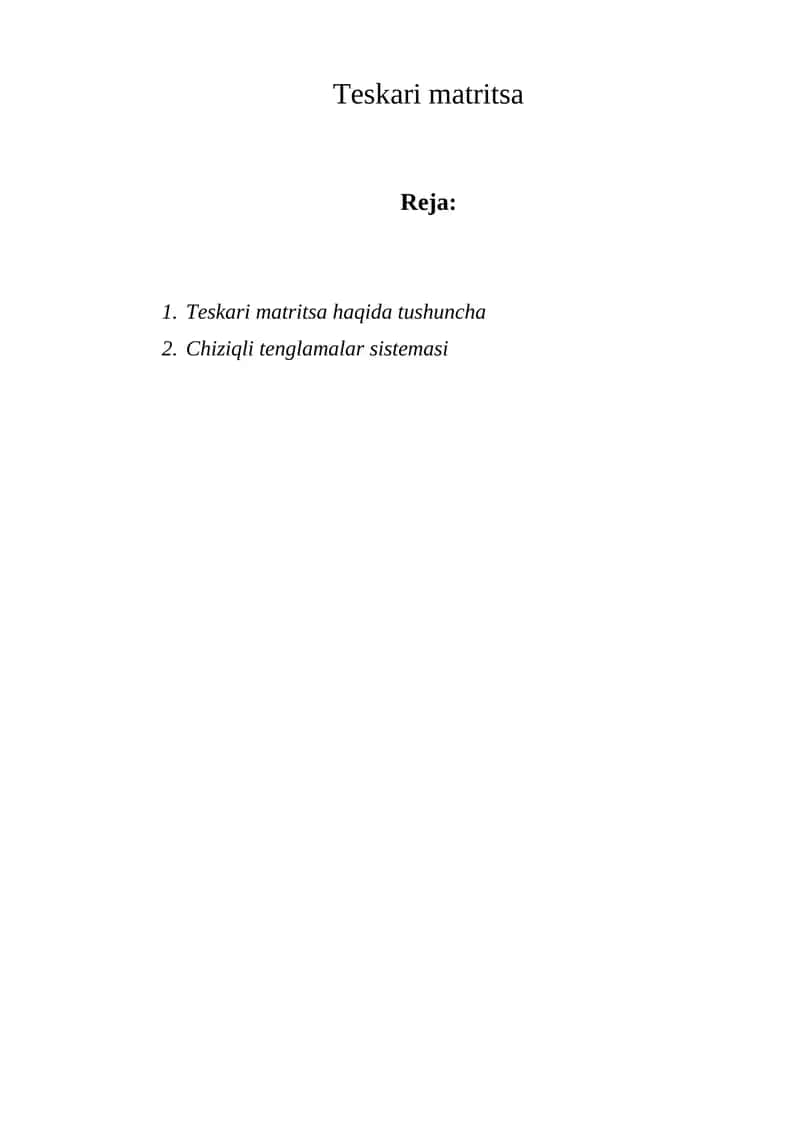Teskari matritsa 1