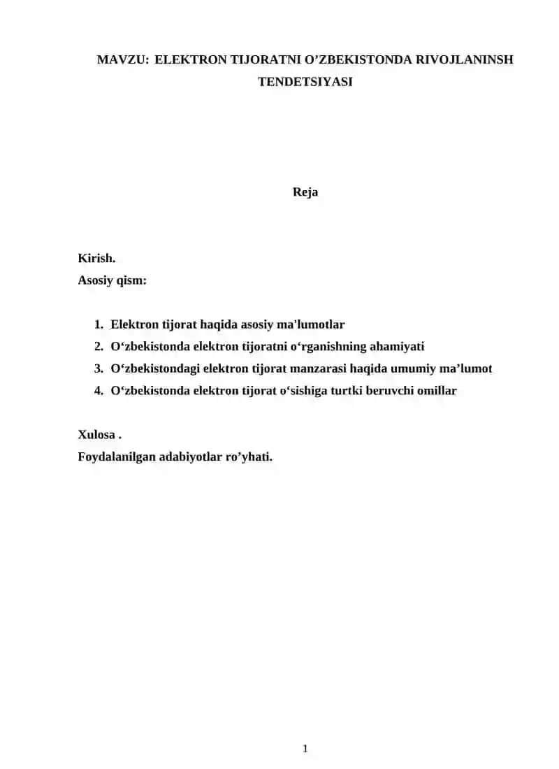 "O‘zbekistonda elektron tijoratni o‘rganishning ahamiyati"