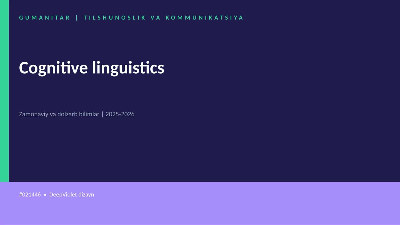 Cognitive linguistics 1