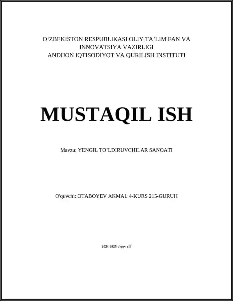 Yengil to'ldiruvchilar sanoati